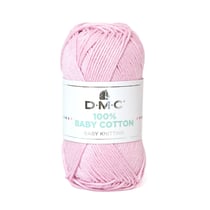 Pelote de fil à tricoter 100% coton - DMC - Baby cotton - Rose clair 760