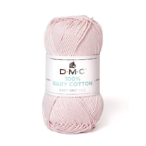 Pelote de fil à tricoter 100% coton - DMC - Baby cotton - Rose pastel 763