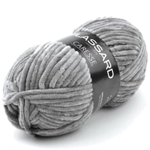 Pelote de fil à tricoter 100% polyester - Plassard - Caresse - Gris 513