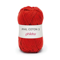 Phil Coton 3 Cerise - Phildar - Pelote de fil à tricoter