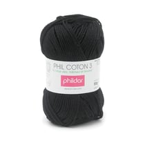 Phil Coton 3 Noir - Phildar - Pelote de fil à tricoter