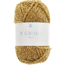 Pelote de fil à crocheter 100 % coton - Rico Design - Ricorumi Lamé - Or 002