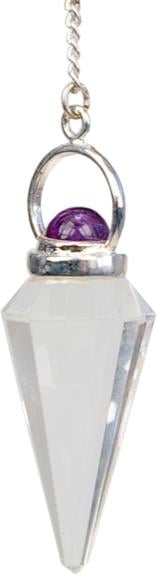 Pendule pointe à Facettes Cristal de roche et Bille Améthyste