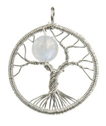 Pendentif Arbre De Vie Tissage Argent Pierre De Lune