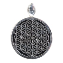 Pendentif en argent et onyx - Fleur de Vie