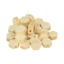 25 perles hexagonales en bois - 10 x 4,7mm - Lucy