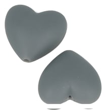 2 perles silicone cœur gris - 29x19 cm