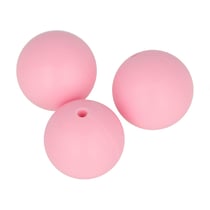 3 perles silicone ronde rose - 15 mm