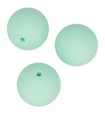 3 perles silicone ronde vert d'eau - 15 mm