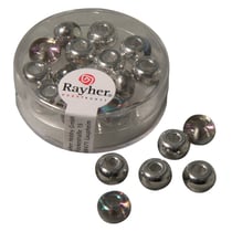 Perles en verre grand trou métal - 9mm - argent iridescent