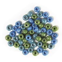 Perles en verre opaques - 6mm - verts, bleus