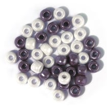 Perles en verre opaques - 8.7mm - girs, blanc, lilas