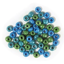 Perles verre grand trou - 5.4mm - vert, bleu
