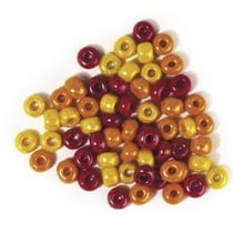 Perles verre grand trou - 6mm - jaune, rouge, orange