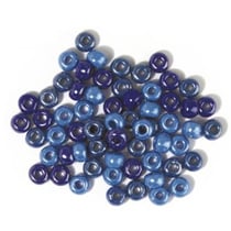 Perles verre grand trou - 6mm - bleu, turquoise