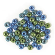 Perles verre grand trou - 8.7mm - bleu, vert