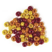 Perles verre grand trou - 6.7mm - jaune, rouge, orange