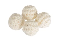 Lot de 4 perles en crochet - 16 mm - Blanc 
