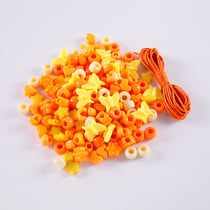 Sachet de perles oranges en plastique avec cordon - Créalia