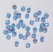 Perles olives transparentes verre dépoli irisé x 100 aigue marine 3mm