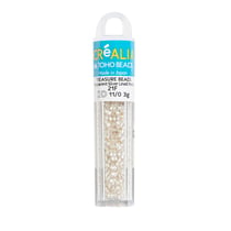 Perles Toho 11/0 - Tube de 3 g - Color 21F Transparent Silver Lined Matte blanc - Créalia