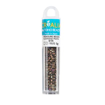 Perles Toho 11/0 - Tube de 3 g - Color 614 Gunmetal Matte bronze - Créalia