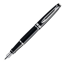 Stylo plume - Bleu - Expert Laqué noir, finitions palladium - Plume moyenne - Waterman