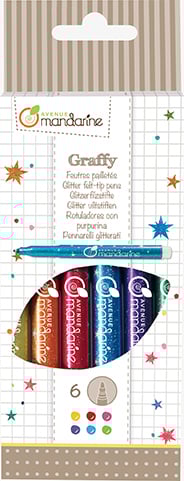 Pochette de 6 feutres pailletés