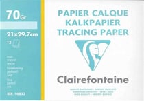 Pochette 12 feuilles papier calque 70/75 grammes A4 21x29.7 cm