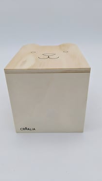 Pot à crayons chat bois naturel - Créalia