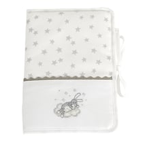 Protège-carnet à broder - blanc étoiles grises