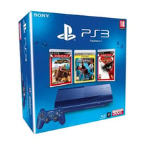 Console Playstation 3 Super Slim (500 Go) Bleue + MotorStorm Pacific Rift - PS3 Essentials + Uncharted 2 - PS3 Essentials + God of War III - PS3 Essentiels
