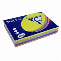 Ramette de papier - 250 feuilles A4 21 x 29.7 cm - 160 g/m² - Trophée - Clairefontaine - 5 couleurs intensives