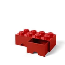 Brique de rangement empilable avec tiroir 8 plots LEGO® Rouge