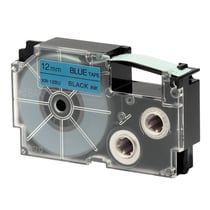 Ruban adhésif XR-12BU1-W-DJ - noir sur bleu - 12 mm - Casio