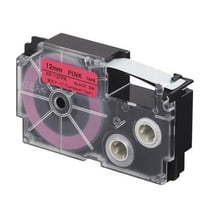 Ruban adhésif XR-12FPK-W-DH - noir sur fond rose - 12 mm - Casio