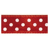 Ruban de satin - pointillé rouge - 10m
