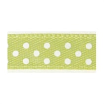 Ruban de satin - pointillé vert - 10m