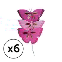 Sachet 6 papillons en plumes - 2 cm - rose
