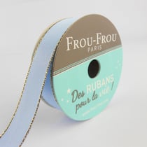 Bobinette Frou-Frou - 6 m x 16 mm - Satin bord brillant - Celeste