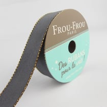 Bobinette Frou-Frou - 6 m x 16 mm - Satin bord brillant - Ciel d'orage