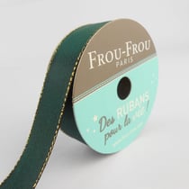 Bobinette Frou-Frou - 6 m x 16 mm - Satin bord brillant - Emeraude