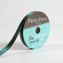 Bobinette Frou-Frou - 6 m x 6 mm - Satin bord brillant - Emeraude