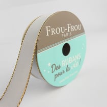 Bobinette Frou-Frou - 6 m x 16 mm - Satin bord brillant - Gris perle