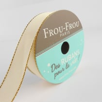 Bobinette Frou-Frou - 6 m x 16 mm - Satin bord brillant - Ivoire nacre