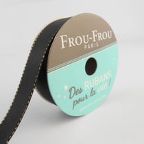 Bobinette Frou-Frou - 6 m x 16 mm - Satin bord brillant - Noir de jais