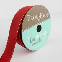Bobinette Frou-Frou - 6 m x 16 mm - Satin bord brillant - Rubis eclatant