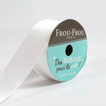 Bobinette Frou-Frou - 5 m x 25 mm - Satin double face - Neige