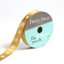 Bobinette Frou-Frou - 5 m x 9 mm - Satin étoile - Poussiere d'or