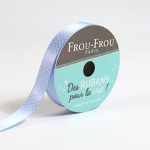 Bobinette Frou-Frou - 5 m x 9 mm - Satin pois - Celeste